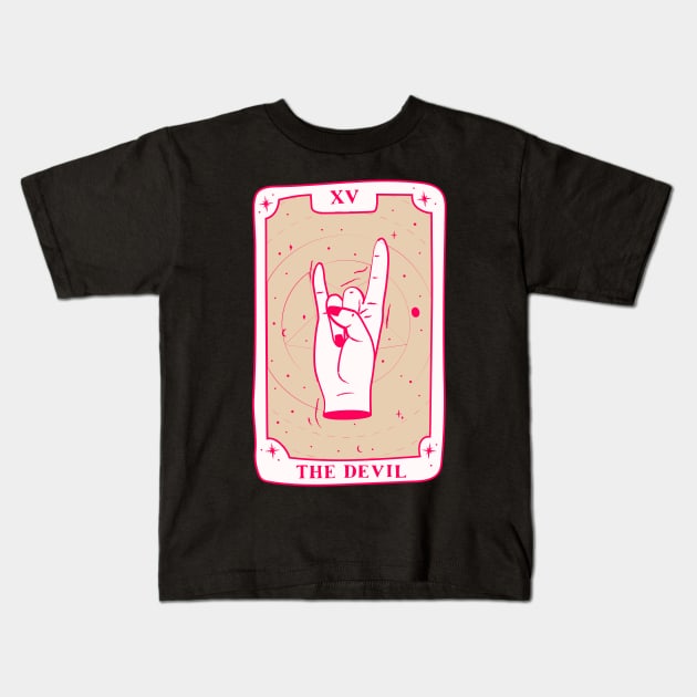 The Devil Tarot Card Kids T-Shirt by Bros Arts